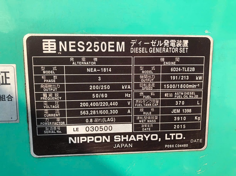 thông số máy phát điện nes 250kva sẵn kho thông số máy phát điện nes 250kva sẵn kho